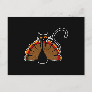 Carte Postale Dinde de Thanksgiving Chat Drôle Cadeau pour les A