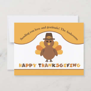 Carte Postale Dinde de Thanksgiving mignonne