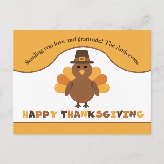 Carte Postale Dinde de Thanksgiving mignonne (Devant)