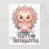 Carte Postale Dinde de Thanksgiving mignonne (Devant)