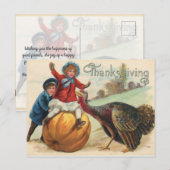 Carte Postale Dinde de Thanksgiving vintage joyeuse (Devant / Derrière)
