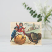 Carte Postale Dinde de Thanksgiving vintage joyeux (Debout devant)