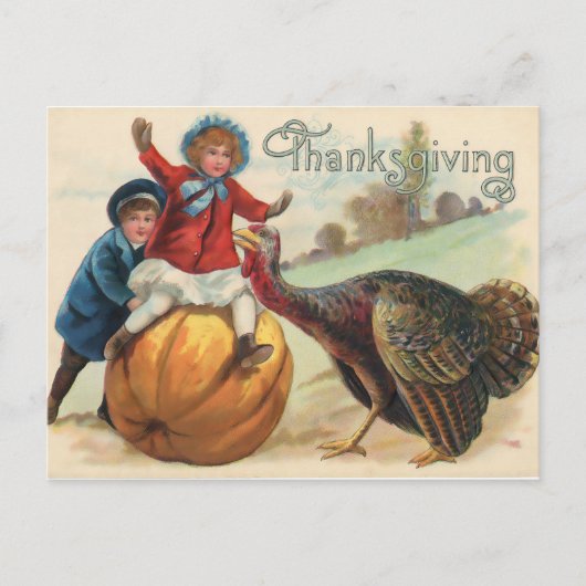 Carte Postale Dinde de Thanksgiving vintage joyeux (Devant)