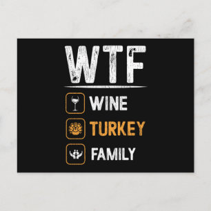 Carte Postale Dinde de vin de Thanksgiving Famille Maman Vin ass