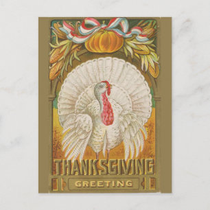 Carte Postale Dinde de voeux de Thanksgiving vintage