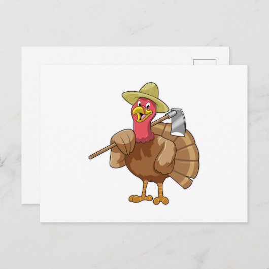 Carte Postale Dinde en tant qu'agriculteur (Devant / Derrière)