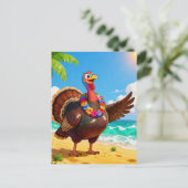 Carte Postale Dinde en vacances à la plage (Debout devant)