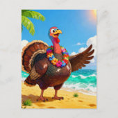 Carte Postale Dinde en vacances à la plage (Devant)