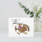 Carte Postale dinde stupide avec manger signe de boeuf toon (Debout devant)