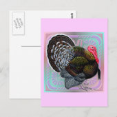 Carte Postale Dinde : Tom Bronze Floral (Devant / Derrière)