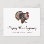 Carte Postale Dinde vintage Joyeux Thanksgiving (Devant)