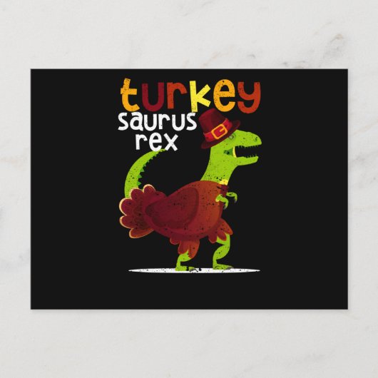 Carte Postale Dindon de Thanksgiving Dinosaure Saurus Rex Pèleri (Devant)