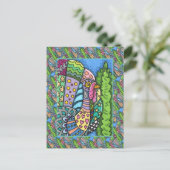 CARTE POSTALE DINDON DE THANKSGIVING, PLUMAGE PATCHWORK, ART POP (Debout devant)