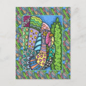 CARTE POSTALE DINDON DE THANKSGIVING, PLUMAGE PATCHWORK, ART POP (Devant)