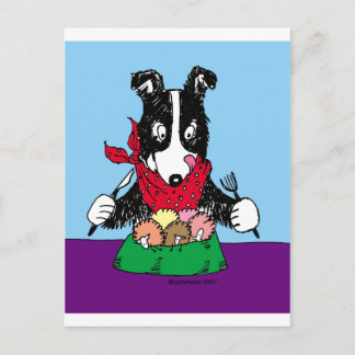 Carte Postale Dîner Collie Bordure