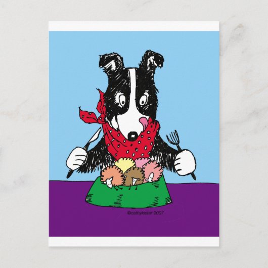 Carte Postale Dîner Collie Bordure (Devant)