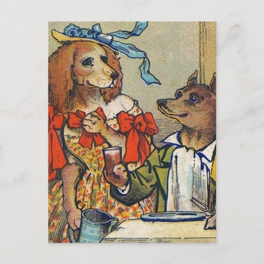 Carte Postale Dîner de chien victorien Dress Doggy (Devant)