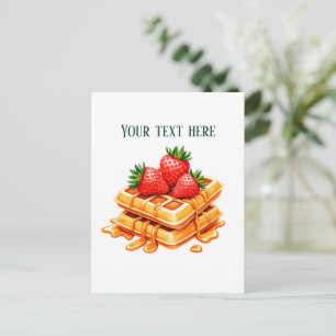 Carte Postale Dîner de gaufre fraise amusant personnalisable