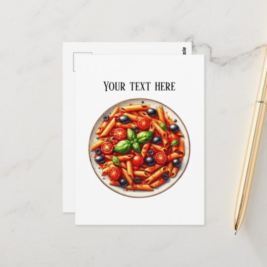 Carte Postale Diner de pâtes mignonnes ajouter du texte (Devant/Arrière en situation)