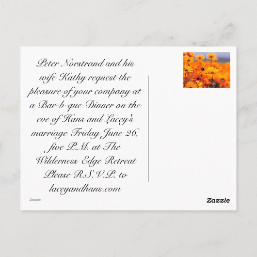 Carte Postale dîner de répétition (Dos)