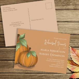 Carte Postale Dîner de répétition Automne Élégant Citrouilles Mi