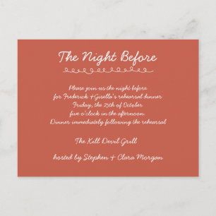 Carte Postale Dîner de répétition de mariage écriture manuscrite