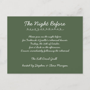 Carte Postale Dîner de répétition de mariage écriture manuscrite