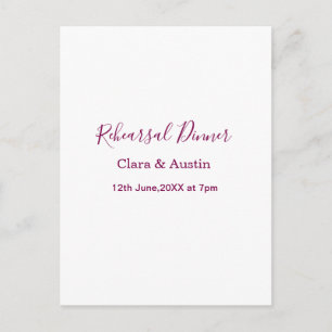 Carte Postale dîner de répétition la veille simple minimal m