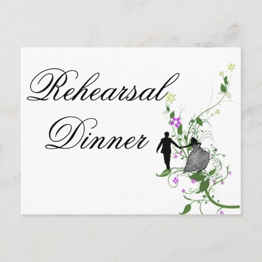 Carte Postale Dîner de répétition mariage Invitation floral (Devant)