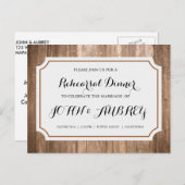 Carte Postale Dîner de répétition pour Mariage campagnard rustiq (Devant / Derrière)