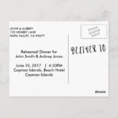 Carte Postale Dîner de répétition pour Mariage campagnard rustiq (Dos)