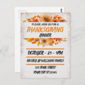 Carte Postale Dîner de Thanksgiving Beige Botanique (Devant / Derrière)