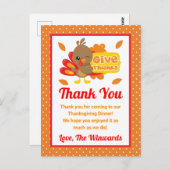 Carte Postale Dîner de Thanksgiving de la fête de dinde mignon M (Devant / Derrière)