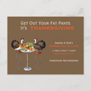Carte Postale Dîner de Thanksgiving, sortez votre pantalon gras,
