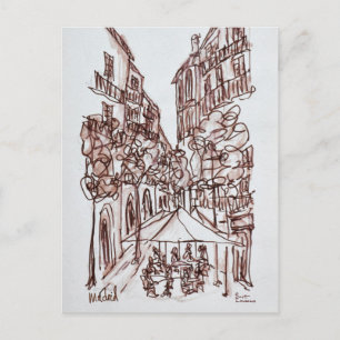 Carte Postale Dîner en plein air le soir   Madrid, Espagne