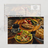 Carte Postale Dîner Saumon délicieux (Devant / Derrière)