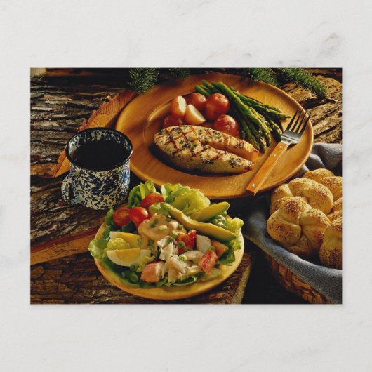 Carte Postale Dîner Saumon délicieux (Devant)