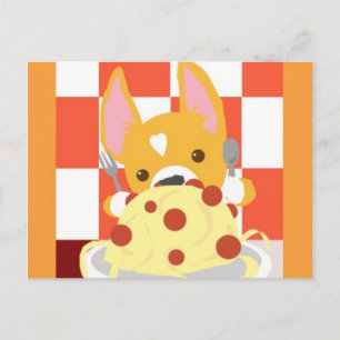 Carte Postale Dîner Spaghetti Corgi