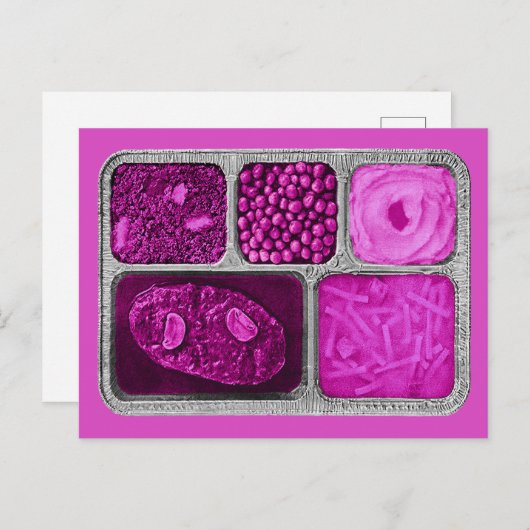 Carte Postale Dîner TV rétro en rose (Devant / Derrière)