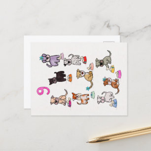 Carte Postale Dîners de chien pour anniversaire de neuf ans 