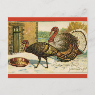 Carte Postale Dîners de Thanksgiving de dindes vintage