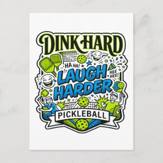 Carte Postale Dink Hard Rire Plus Fort Typographie de Pickleball