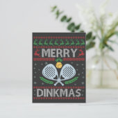 Carte Postale Dinkmas drôle de pull de Noël laid de pickleball   (Debout devant)
