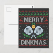 Carte Postale Dinkmas drôle de pull de Noël laid de pickleball   (Devant / Derrière)