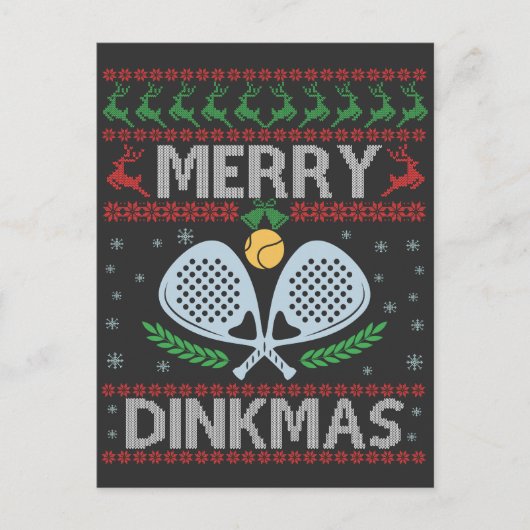 Carte Postale Dinkmas drôle de pull de Noël laid de pickleball   (Devant)