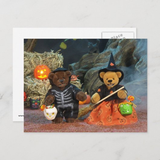Carte Postale Dinky Bears Skeleton & Witch (Devant / Derrière)