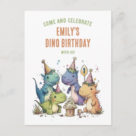 Carte Postale Dino Anniversaire Bash (Devant)