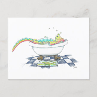 Carte Postale Dino dans le dessin Tub