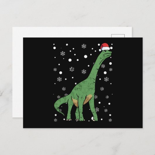 Carte Postale Dino dinosaure Père Noël casquette Noël (Devant / Derrière)