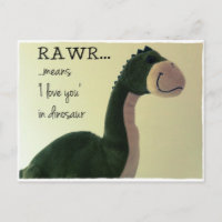 Dino Postcard RAWR signifie "Je t'aime" en dinosau